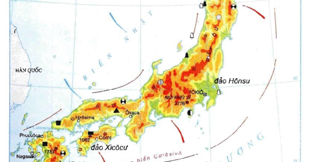 Bản đồ Tự nhiên Nhật Bản